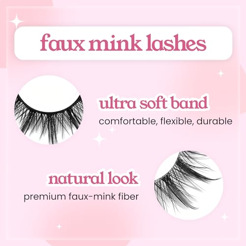 Anime Lashes Korean Japanese Look Like Asian Natural Look False Eyelashes Manga Lashes Mink Wispy Fluffy Spiky 3D Volume Eyelashes Pack Cosplay Fake Eyelashes Individual Cluster 5 Pairs X009 by dxg