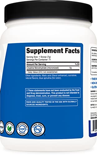 Nutricost Creatine Monohydrate Nutritional Supplement Powder (Blue Raspberry), 17.9 Oz