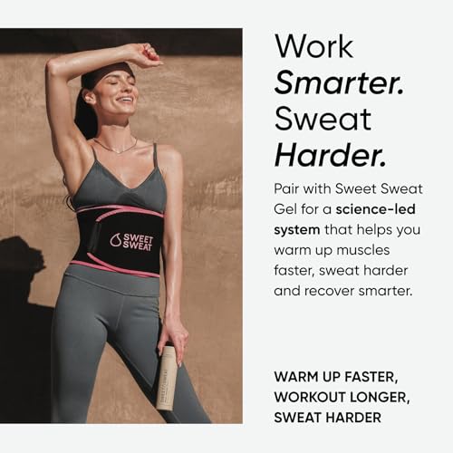 Sports Research Sweet Sweat Waist Trimmer (Core Series) - Premium Sweat Enhancing Fitness Band for Women & Men - Adjustable Fit �� Latex-Free Neoprene - Pink Logo, Small