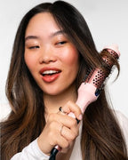 Wavytalk Thermal Brush, Blowout Boost 1.5 inch Heated Round Brush for Blowout Look, Dual Voltage, Pink, Sakura, Tourmaline Ceramic, Negative Ion Technology, 5 Temperature Settings, Less Damage