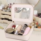 Clear Makeup Bag for Women Waterproof Travel Cosmetics and Toiletries Case Portable Makeup Oaganizer Bag Clear Car Bag with Zipper (Beige, M)