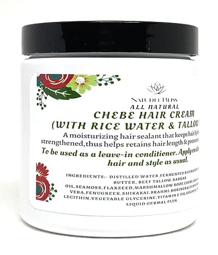 Croton Zambesicus (also know as Chebe powder) Hair Growth Cream|Leave in Conditioner|With Fermented Rice Water & Tallow|Aloe Vera|Sea Moss (Unscented, 8 oz)