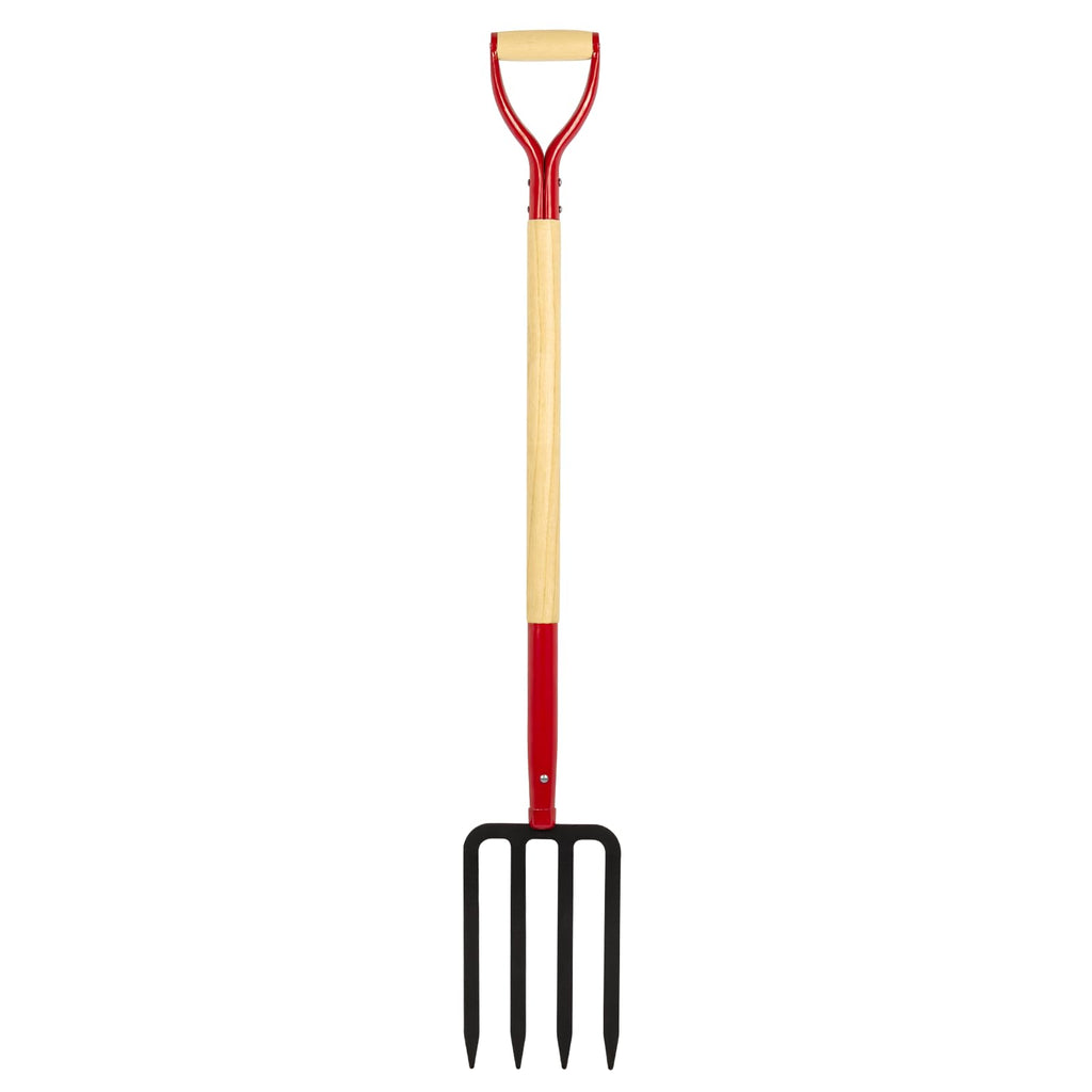 Dikuyeel Heavy Duty Garden Fork for Digging, 4 Tines Pitch Fork for Gardening Compost, Garden Pitch Fork with Wooden Handle, 45 Inches