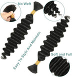 Human Braiding Hair For Boho Braids No Weft Bulk Human Hair for Braiding 100g 2 Bundles Human Hair Extensions Wet and Wavy 14Inch