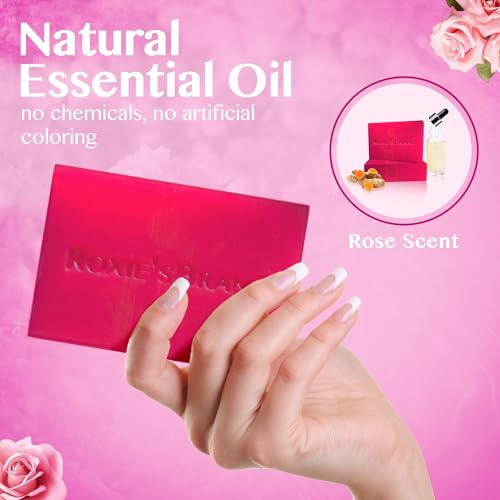 ROXIE'SBRAND Kojic Acid Dark Spot Remover Soap Bars with Vitamin C, Retinol, Turmeric - Original Japanese Complex Infused with Hyaluronic Acid, Shea Butter, Castile Olive Oil (2 x 3.52oz. Bars)