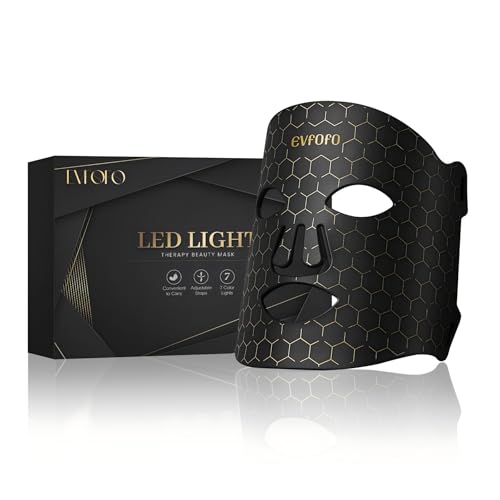 Led Face Mask Light Therapy, Red Light Therapy for Face, 7-1 Colors LED Facial Skin Care Mask, Black