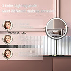 8" Lighted Makeup Mirror with Magnification, 1X/10X Magnifying Lighted Vanity Mirror, Double Sided 360 Swivel USB Rechargeable, 3 Colors Dimmable Lightning Mirror with 52 LEDs Brush Nickle