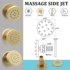 Brass Round Shower Body Spray Jets 6 Pack, HOMEDEC Spa Massage Nozzle 2inch Rain Showerhead Wall Mount Rainfall Shower Head Sprayer, Brushed Gold