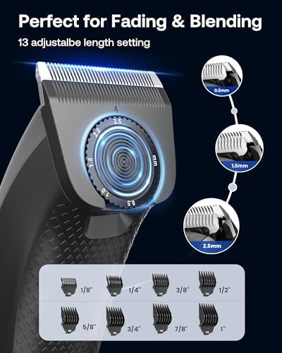 GLAKER Hair Clippers for Men - Cordless & Corded 2 in 1 Hair & Beard Trimmer with ABS Guards, Detachable Blades & Turbo Motor, Professional Haircutting Kits for Blending & Fade Cuts