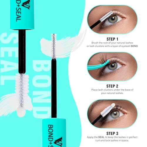 VAVALASH 3 in 1 Clear Lash Bond and Seal Clusters Glue Lash Remover, Waterproof Cluster Lash Glue for DIY Eyelash Extension Strong Hold Individual Lash Glue for DIY Lashes at Home (White)