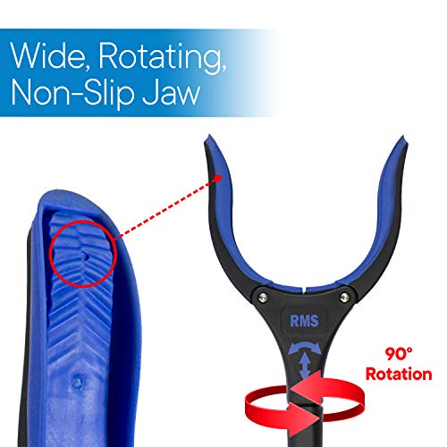 RMS 34 Inch Extra Long Reacher Grabber - Foldable Gripper and Reaching Tool with Rotating Jaw