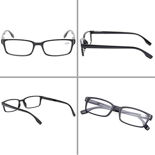 Kerecsen READING GLASSES 4 Pack Spring Hinge Comfort Readers Plastic Includes Sun Readers (2 Black 2 Tortoise, 6.00)