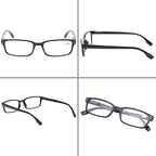 Kerecsen READING GLASSES 4 Pack Spring Hinge Comfort Readers Plastic Includes Sun Readers (2 Black 2 Tortoise, 6.00)