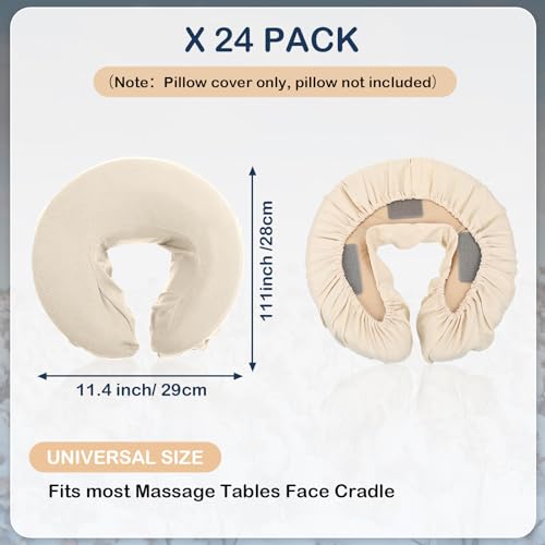 24 Pcs Face Cradle Covers for Massage Table Microfiber Reusable Soft Thicker Massage Table Head Rest Covers Bulk Oil Proof Headrest Cradle Sheets for Spa Beauty Salons (Beige)