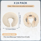 24 Pcs Face Cradle Covers for Massage Table Microfiber Reusable Soft Thicker Massage Table Head Rest Covers Bulk Oil Proof Headrest Cradle Sheets for Spa Beauty Salons (Beige)
