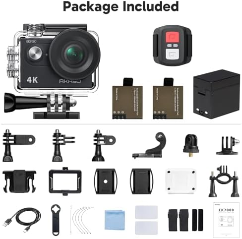 AKASO EK7000 4K30FPS 20MP WiFi Action Camera with EIS Ultra HD 131FT Waterproof Underwater Camera Remote Control 4X Zoom Support External Microphone Black