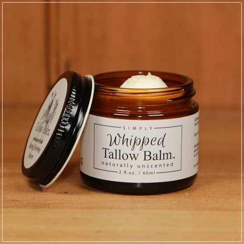 Handmade Whipped Tallow Balm, 100% Grass-fed Beef Tallow for Skin, Organic Jojoba Oil, All-Natural Tallow Face Moisturizer, Relief for Dry Skin, Eczema, Baby, All Skin Types - 2 oz (Simply Unscented)