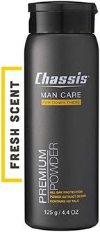 Chassis Premium Body Powder for Men, Whole Body Deodorant, Odor-Absorbent, Talc-Free Anti-Chafing Powder for Groin & Sensitive Skin, Friction Defense & Odor Control, Original Fresh Scent