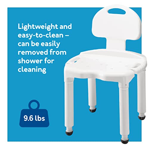 Carex Bath Seat And Shower Chair with Backrest for Seniors, Bath Chair For Elderly, Disabled, Handicap, and Injured Persons, Supports Up To 400lbs, Shower Seat For Inside Shower, Made in USA