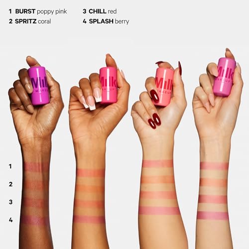 Milk Makeup Cooling Water Jelly Tint, Splash (Berry) - 0.17 oz - Sheer Lip & Cheek Stain - Buildable Watercolor Finish - 1,000+ Swipes Per Stick - Vegan, Cruelty Free