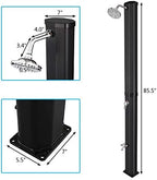 VINGLI Solar Heated Shower, 9.3 Gallon Outdoor Shower with Shower Head and Foot Shower Tap，for Outdoor Backyard Poolside Beach Pool Spa,Black (9.3 Gallon)
