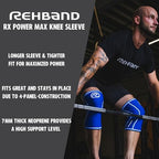 Rehband 7mm Power Max Knee Compression Sleeve for Strength Sports, Competition Grade, Neoprene Knee Sleeves for Bodybuilding & Heavy Powerlifting, Colour:Blue - 1 Pair, Size:Medium