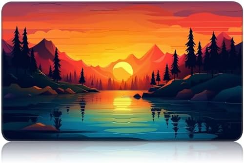 MTG Playmat for Magic TCG - Rubber Play Mat With Smooth Surface for Trading Card and Battle Games - Sunset Forest Theme