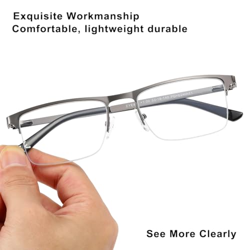 EYECEDAR 5 Pack Quality Reading Glasses Men Metal Half Frame Spring Hinges Blue Light Blocking Computer Eyeglasses Readers for Men 2.0