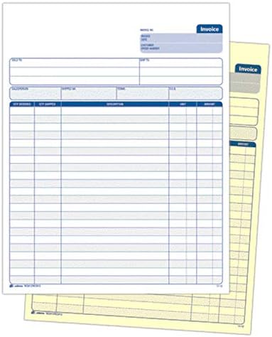 Adams Invoice Unit Set, 8.5 x 11.44 Inch, 2-Part, Carbonless, 100-Pack, White and Canary (NC2812)