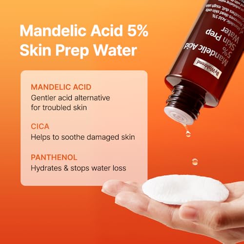 [BY WISHTREND] Mandelic Acid 5% Skin prep Water, Gentle Skin Korean exfoliator for face, Aha Bha Toner, Ideal for Sensitive Skin | Helping clogged pores and Glow up (1 Fl Oz (Pack of 1))