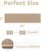 PADOOR Non Slip Stair-Treads, Rubber Backing Stair-Runners for Wooden Steps, 7PCS Residue Free Carpet Stair Treads for Kids and Dogs 8"x30" Beige