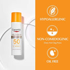 Eucerin Sun Age Defense SPF 50 Face Sunscreen Lotion with Hyaluronic Acid, Hypoallergenic, Non-Comedogenic Sunscreen SPF 50 Free of Fragrance, Oxybenzone and Octinoxate, 2.5 Fl Oz Bottle