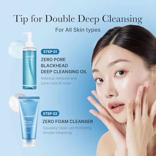 medicube Korean Home-Spa Pore Care Routine: Zero Pore Blackhead Deep Cleansing Oil and Zero Pore Blackhead Mud Facial Mask
