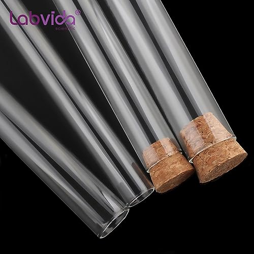 50-Pack 16ml(0.54oz) Glass Test Tubes - 20x100mm, Round Bottom, with Cork Stoppers & Brush. Ideal for Lab Experiments, Plant Propagation, Storage (Candies, Spices), Bath Salts, Home Decor