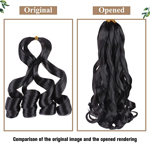 COOKOO 9 Packs 12 Inch French Curl Bob Braids Hair for Women 50g/pack Pre-Stretched French Curly Braiding Hair Natural Black Short Wave Curly Braiding Hair Extentions for BOHO Box Braids 1B#