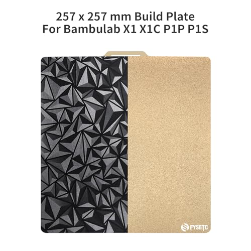 3D Printer Platform 257 x 257mm for Bambulab X1 X1C P1P P1S: Powder PEI - Texture PEO Build Plate for 3D Printing Project Removable and Flexible Spring Steel Sheet BCZAMD