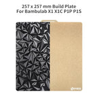 3D Printer Platform 257 x 257mm for Bambulab X1 X1C P1P P1S: Powder PEI - Texture PEO Build Plate for 3D Printing Project Removable and Flexible Spring Steel Sheet BCZAMD