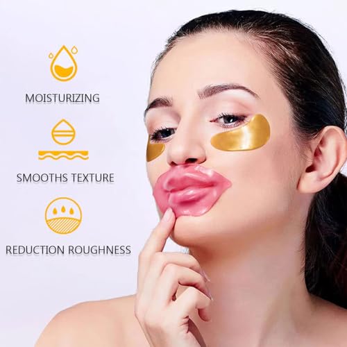 Eakroo 30 Pairs Lip Mask & Under Eye Mask, Crystal Collagen Eye Patches for Puffy Eyes, Effectively Nourishes the Lip & Eye Skin, Reducing Fine Lines & Dark Circle, Make Skin Smooth and Firm (Set A)