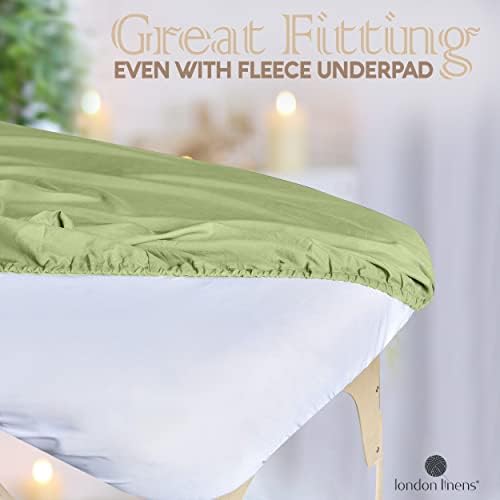 LONDON LINENS Soft Microfiber 3-Piece Massage Table Sheets - Super Lightweight, Stain and Wrinkle Resistant - Includes Table Cover, Fitted Sheet, and Face Rest Cover (Sage Green)