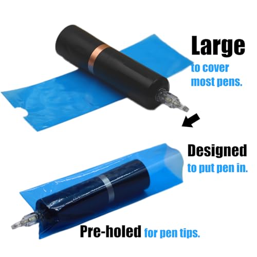 Tattoo Machine Cover Tape Wrap - MIUXIA 200Pcs Large Tattoo Pen Covers Blue and 6Pcs Tattoo Grip Wrap Combination Grip Tattoo Machine Covers Tattoo Tape Wrap Tattoo Supplies…