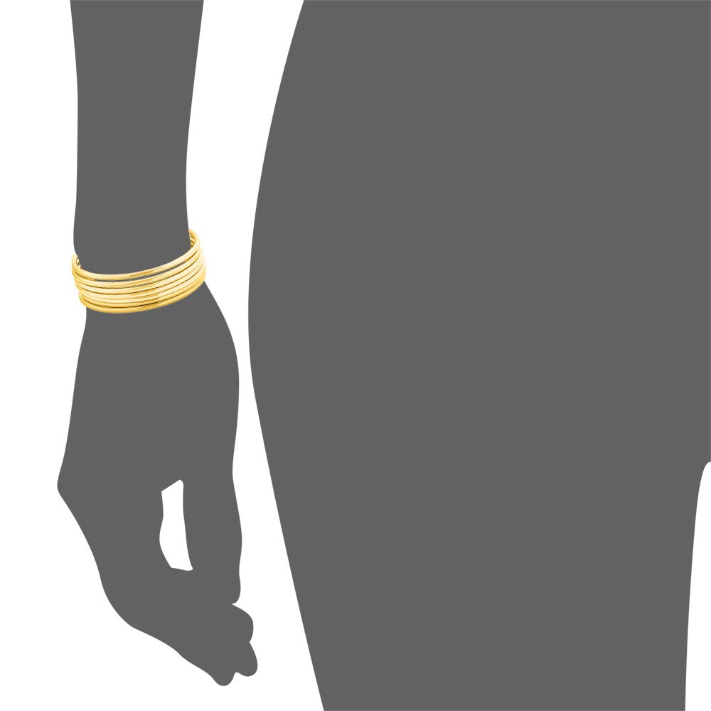 Edforce Stainless Steel Glossy Thin Round Bangle Bracelet Set for Women, Set of 7 (Gold, 7.8)