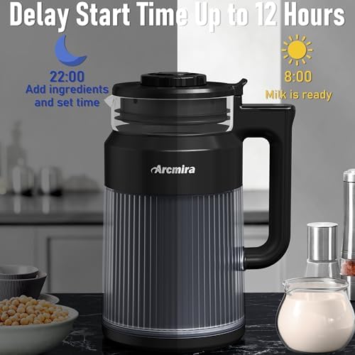 𝟲 𝗶𝗻 𝟭 Nut Milk Maker, 27oz(800ml) Homemade Almond, Oat, Coconut, Soy, Plant Based Milks and Non Dairy Beverages, Soy Milk Maker Machine with Delay Start/Keep Warm/Self-Cleaning/Boil Water