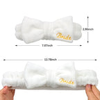 Semato Bachelorette Party Favor Set Bride Spa Headband 1 Pack Bride White Headband and 6 Pcs Bridesmaid Pink Headband Skincare Headbands for Women Cute Bow Head Bands Party Supplies