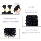 22 Inch Water Wave Bulk hair for Braiding 155g 2Bundle/Pack No Weft Water Wave Bulk hair for Braiding Micro synthetic Braiding Hair for Boho Braids Wet and Wave (,Natural Black #1B)