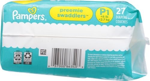 Pampers Swaddlers Diapers Preemie - Size P1, 27 Count, Ultra Soft Disposable Baby Diapers (Pack of 4)