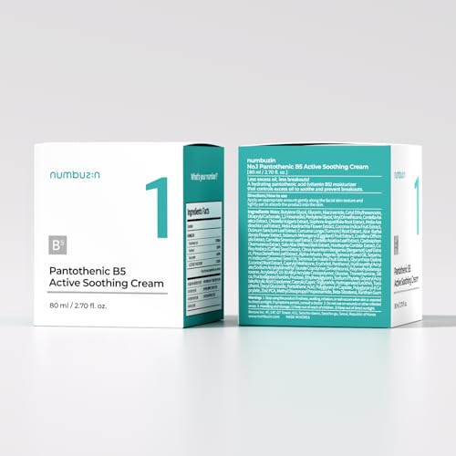 numbuzin No.1 Cream | Pantothenic B5 Active Soothing Cream | Lightweight Hydrating Moisturizer, Pantothenic Acid, Niacinamide | Excess Oil Control, Soothes Acne | Non-Comedogenic | 2.70 fl. oz.
