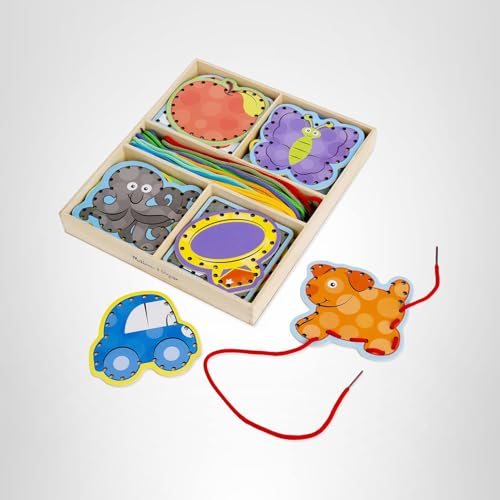 Melissa & Doug Alphabet Wooden Lacing Cards With Double-Sided Panels and Matching Laces