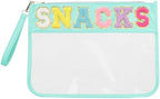 Snack Bags Clear Pouch Travel Makeup Bag Chenille Letter Bags for Zipper Pouch Clear Cosmetic Bag Clear Tote Bag Makeup Travel Bag for Women