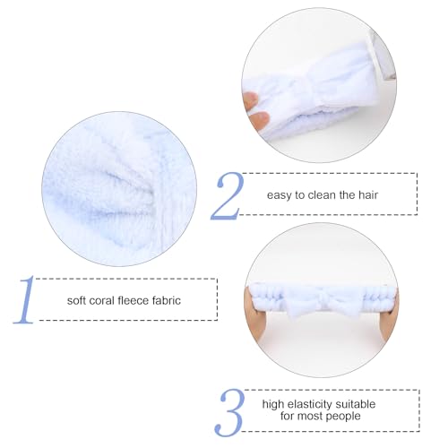 Semato Bachelorette Party Favor Set Bride Spa Headband Bride Headband and Bridesmaid Headband Skincare Headbands for Women Cute Bow Head Bands Party Supplies (Blue)