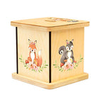 Wooden Piggy Bank for Kids and Adults, Personalized Gift Handmade in USA by BloomOwl, Custom Piggy Bank, Personalized Banks for Kids, Gifts for Baby Boys and Girls (Woodland- Girl)